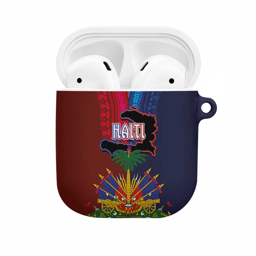 Haiti Coat Of Arms Map Dashiki AirPods Case Vibrant Caribbean Heritage