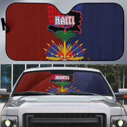 Haiti Coat Of Arms Map Dashiki Auto Sun Shade Vibrant Caribbean Heritage