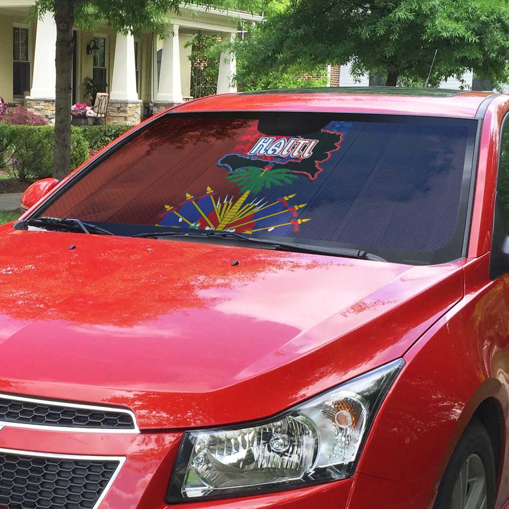 Haiti Coat Of Arms Map Dashiki Auto Sun Shade Vibrant Caribbean Heritage