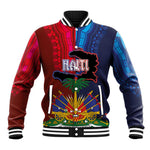 Haiti Coat Of Arms Map Dashiki Baseball Jacket Vibrant Caribbean Heritage