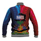 Haiti Coat Of Arms Map Dashiki Baseball Jacket Vibrant Caribbean Heritage