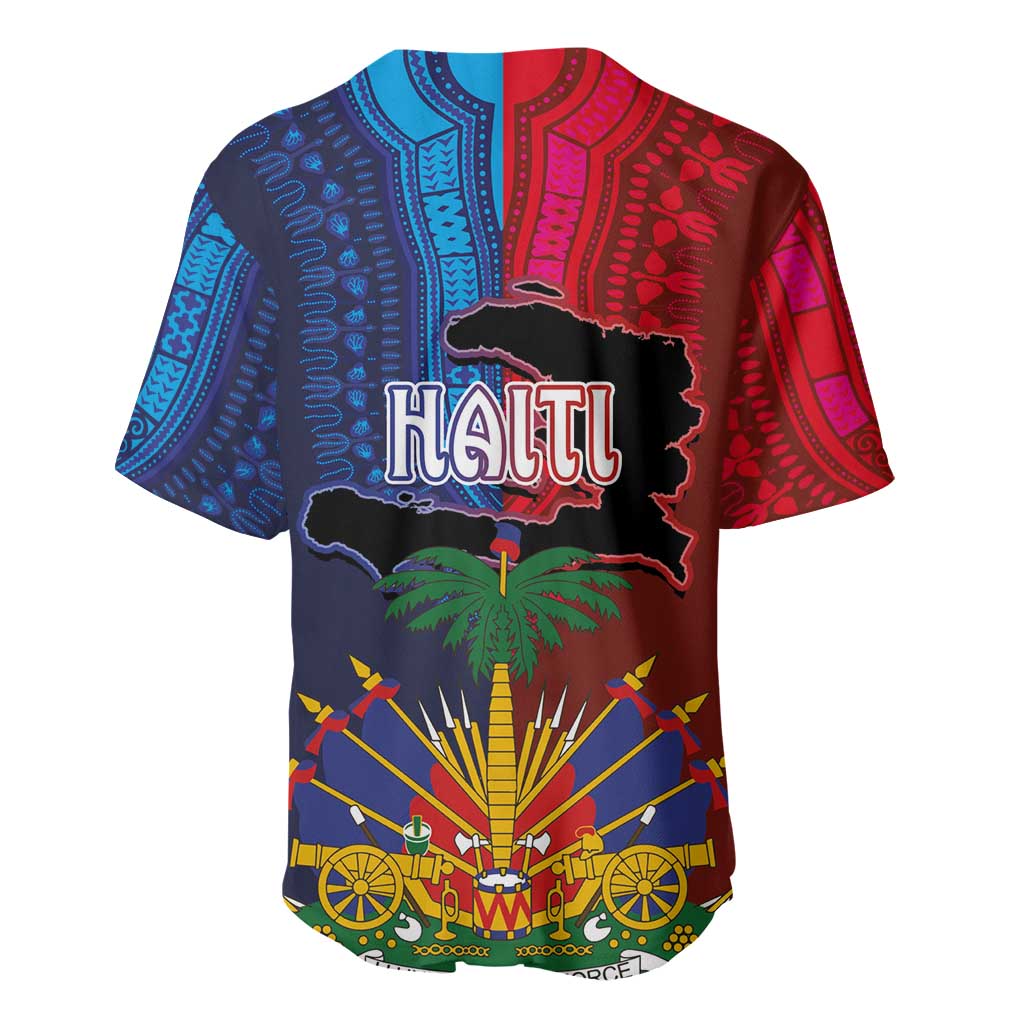 Haiti Coat Of Arms Map Dashiki Baseball Jersey Vibrant Caribbean Heritage