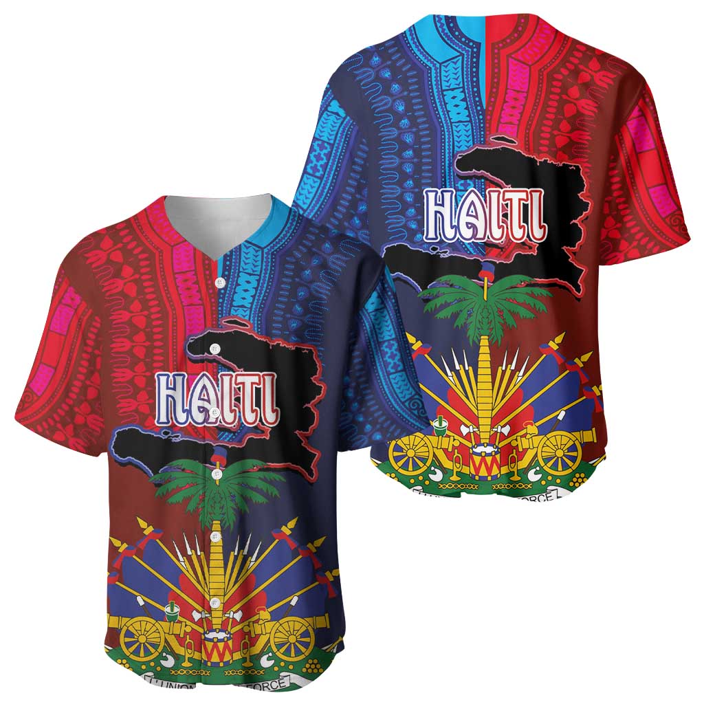 Haiti Coat Of Arms Map Dashiki Baseball Jersey Vibrant Caribbean Heritage