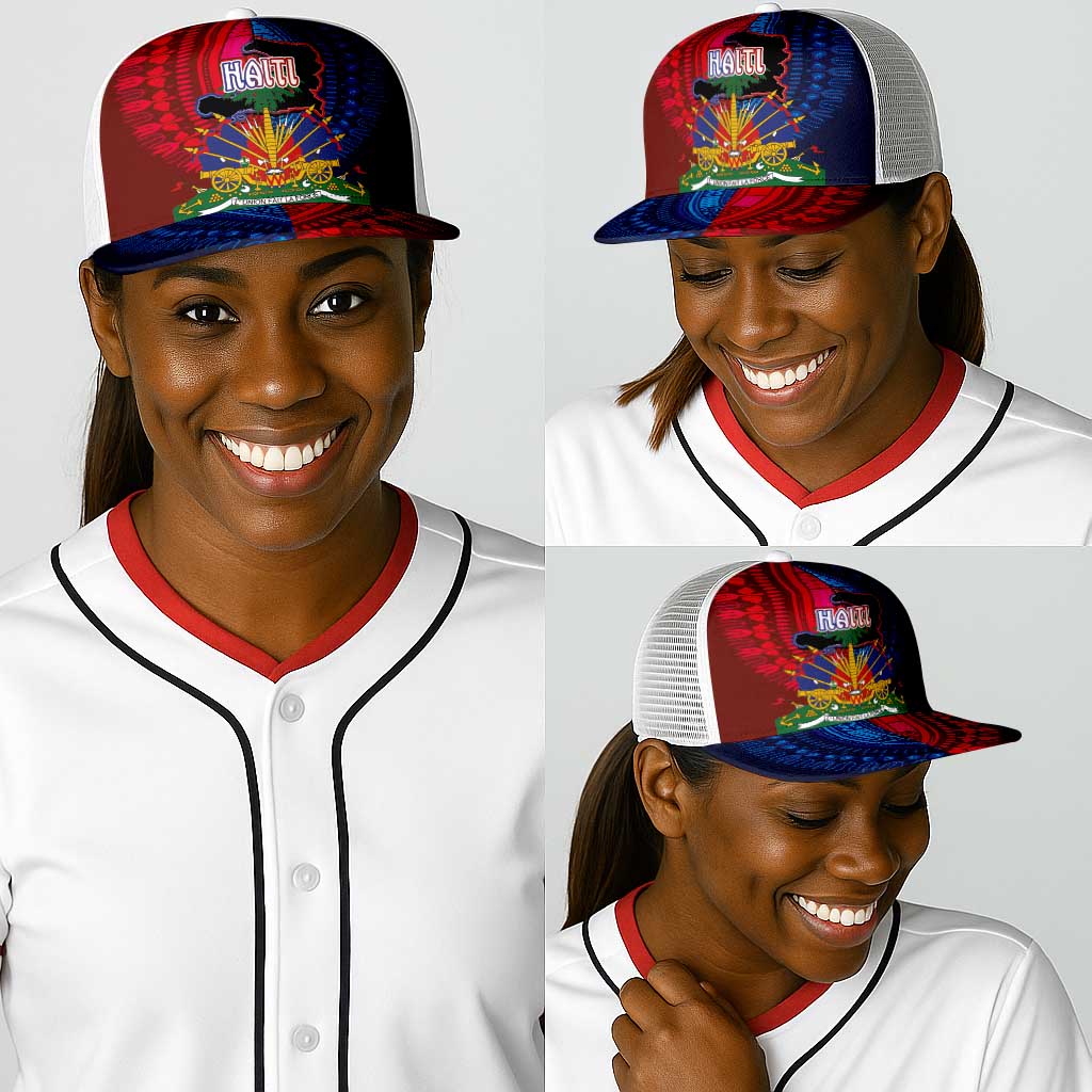 Haiti Coat Of Arms Map Dashiki Baseball Net Cap Vibrant Caribbean Heritage