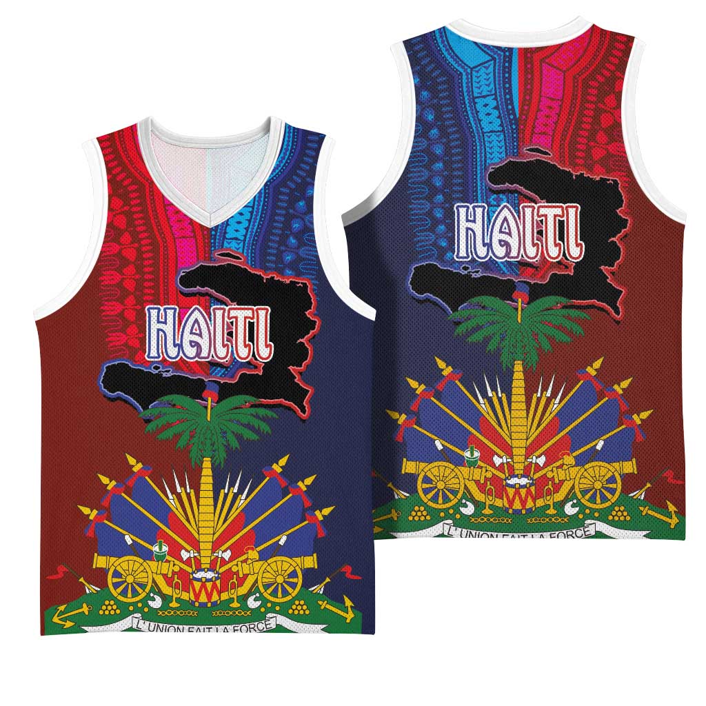 Haiti Coat Of Arms Map Dashiki Basketball Jersey Vibrant Caribbean Heritage