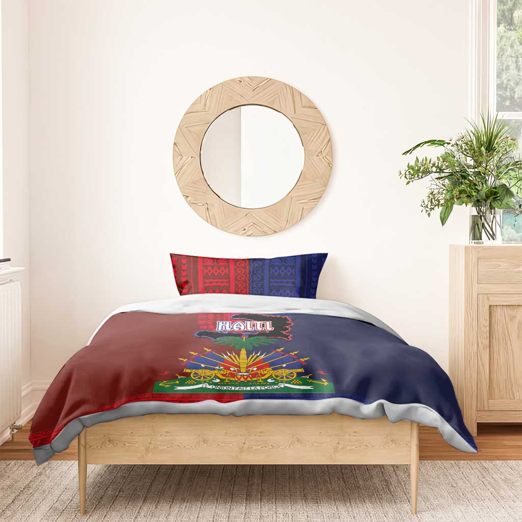 Haiti Coat Of Arms Map Dashiki Bedding Set Vibrant Caribbean Heritage