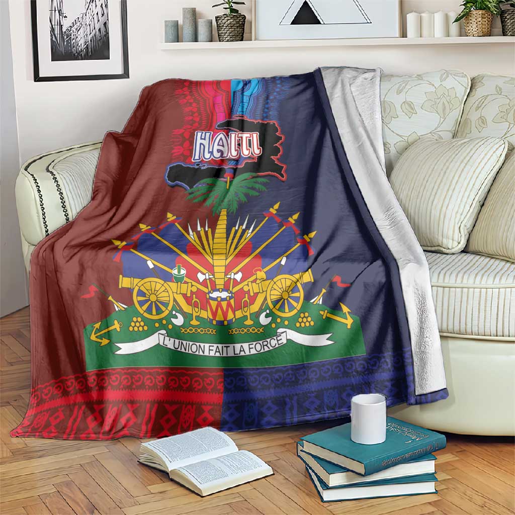 Haiti Coat Of Arms Map Dashiki Blanket Vibrant Caribbean Heritage