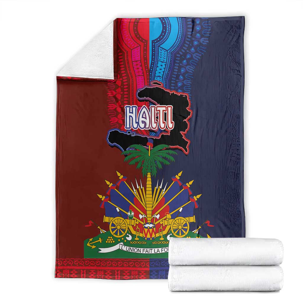 Haiti Coat Of Arms Map Dashiki Blanket Vibrant Caribbean Heritage