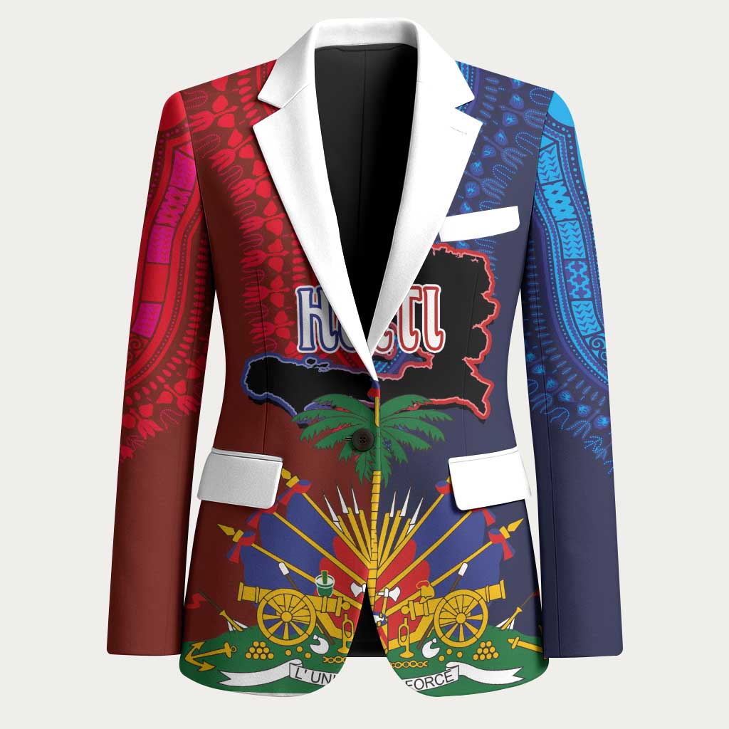 Haiti Coat Of Arms Map Dashiki Blazer Vibrant Caribbean Heritage