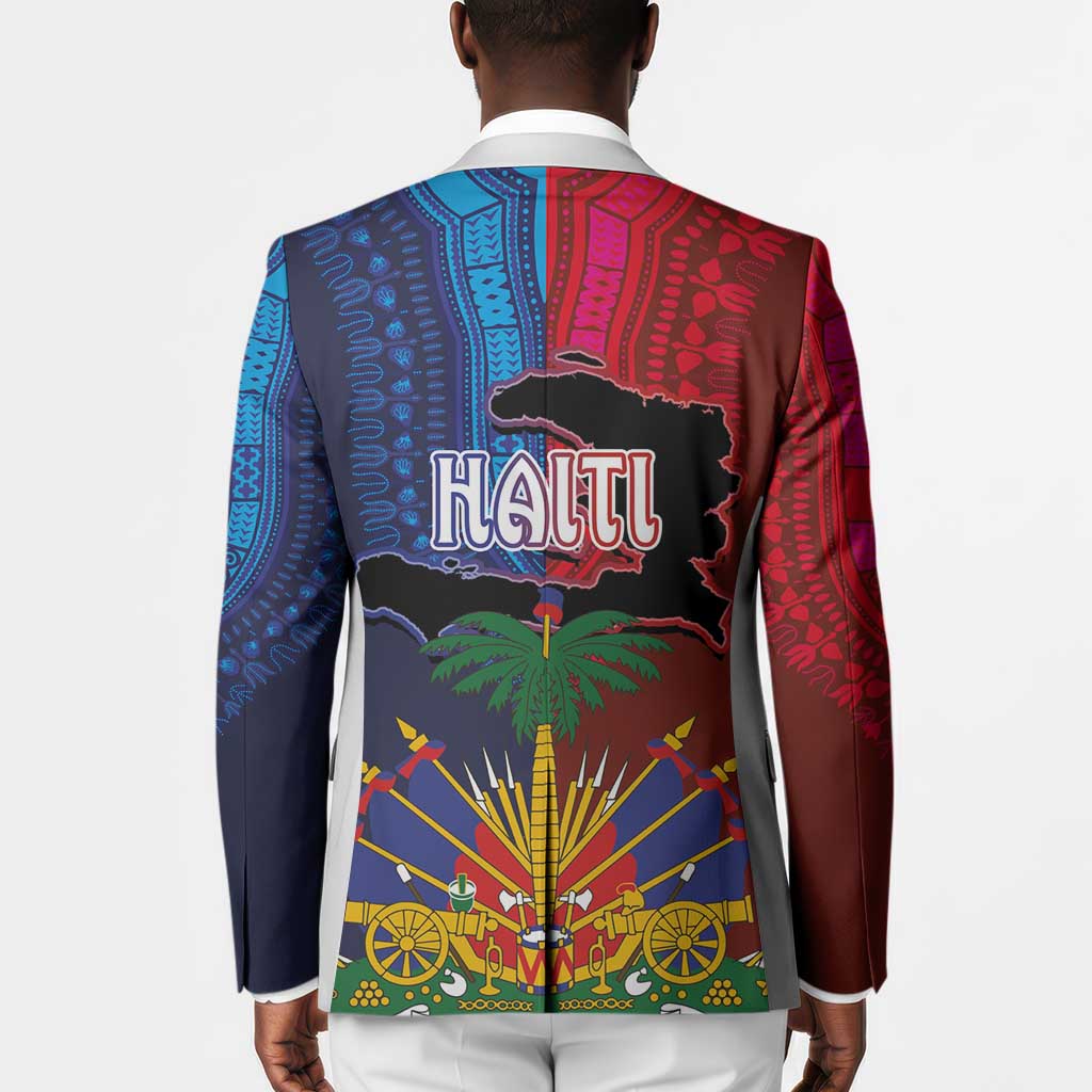 Haiti Coat Of Arms Map Dashiki Blazer Vibrant Caribbean Heritage