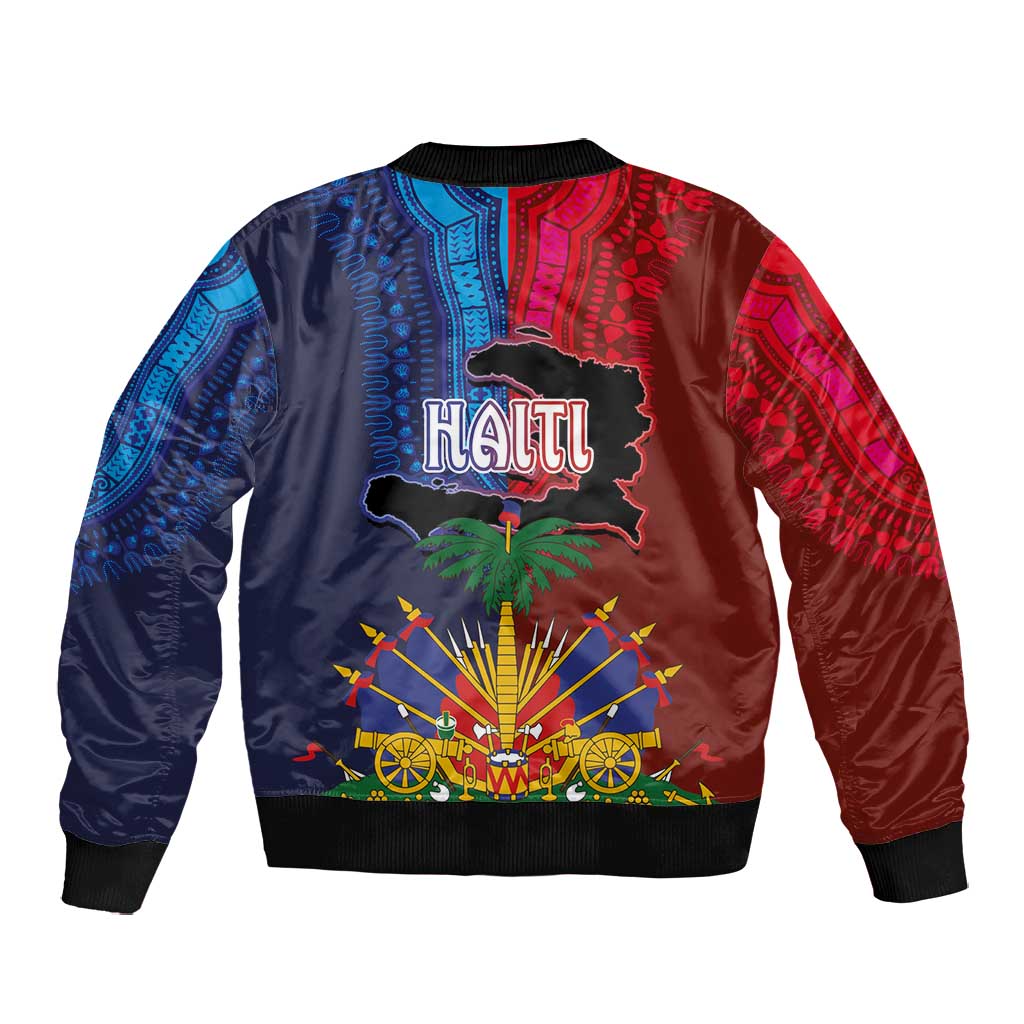 Haiti Coat Of Arms Map Dashiki Bomber Jacket Vibrant Caribbean Heritage