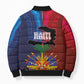 Haiti Coat Of Arms Map Dashiki Bomber Puffer Jacket Vibrant Caribbean Heritage