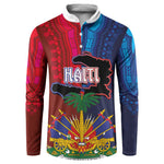 Haiti Coat Of Arms Map Dashiki Button Sweatshirt Vibrant Caribbean Heritage