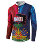 Haiti Coat Of Arms Map Dashiki Button Sweatshirt Vibrant Caribbean Heritage