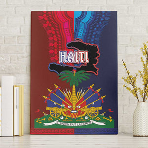 Haiti Coat Of Arms Map Dashiki Canvas Wall Art Vibrant Caribbean Heritage