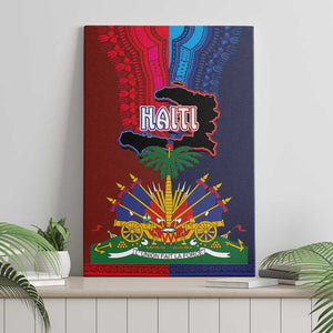 Haiti Coat Of Arms Map Dashiki Canvas Wall Art Vibrant Caribbean Heritage