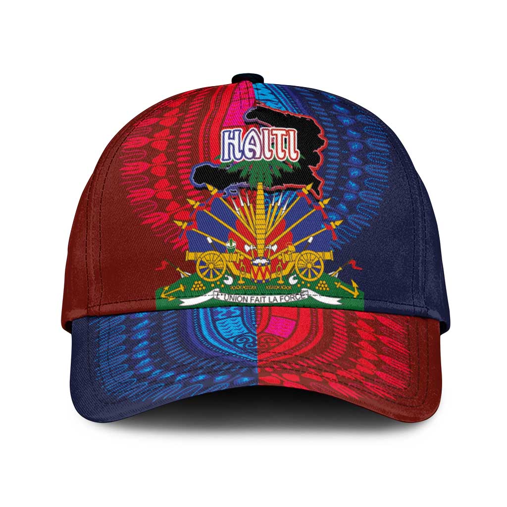 Haiti Coat Of Arms Map Dashiki Classic Cap Vibrant Caribbean Heritage