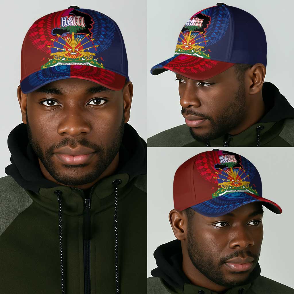 Haiti Coat Of Arms Map Dashiki Classic Cap Vibrant Caribbean Heritage