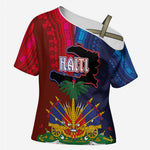 Haiti Coat Of Arms Map Dashiki Cross Shoulder Shirt Vibrant Caribbean Heritage