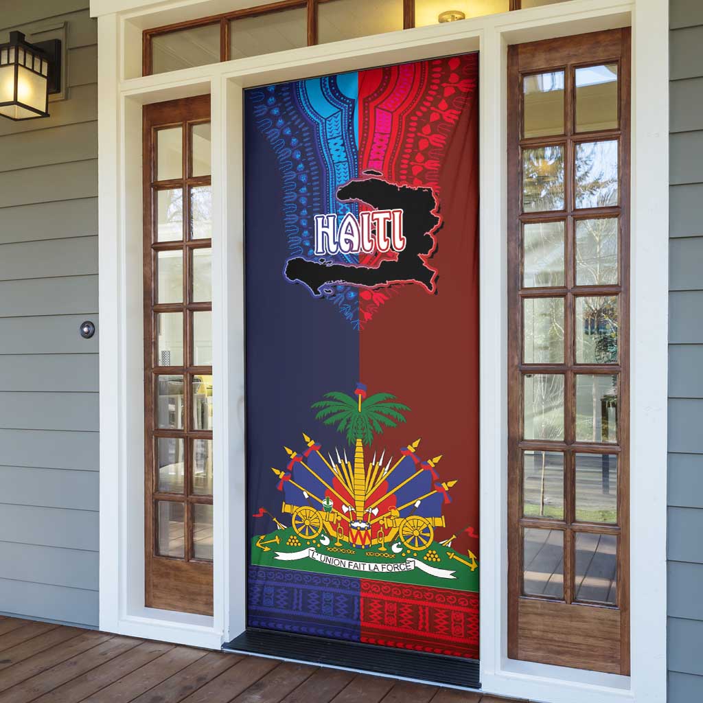 Haiti Coat Of Arms Map Dashiki Door Cover Vibrant Caribbean Heritage