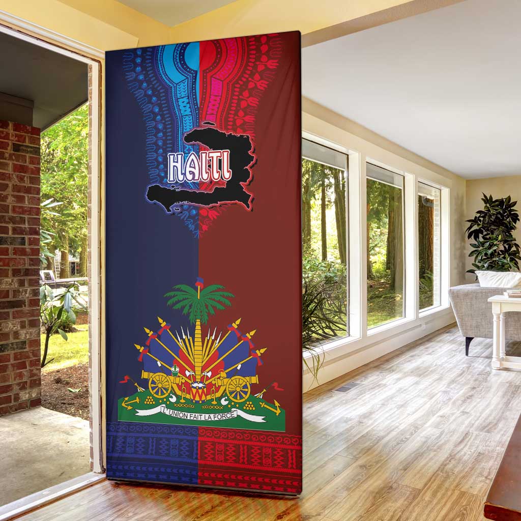Haiti Coat Of Arms Map Dashiki Door Cover Vibrant Caribbean Heritage
