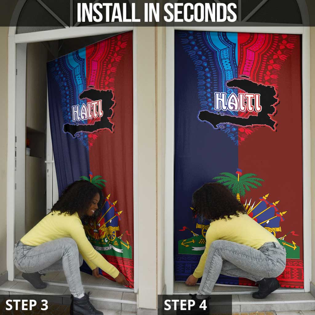 Haiti Coat Of Arms Map Dashiki Door Cover Vibrant Caribbean Heritage