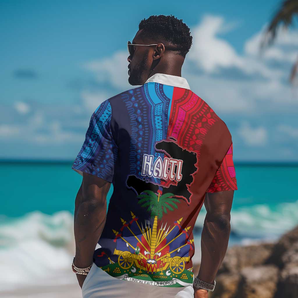 Haiti Coat Of Arms Map Dashiki Hawaiian Shirt Vibrant Caribbean Heritage