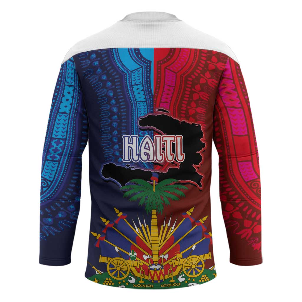 Haiti Coat Of Arms Map Dashiki Hockey Jersey Vibrant Caribbean Heritage