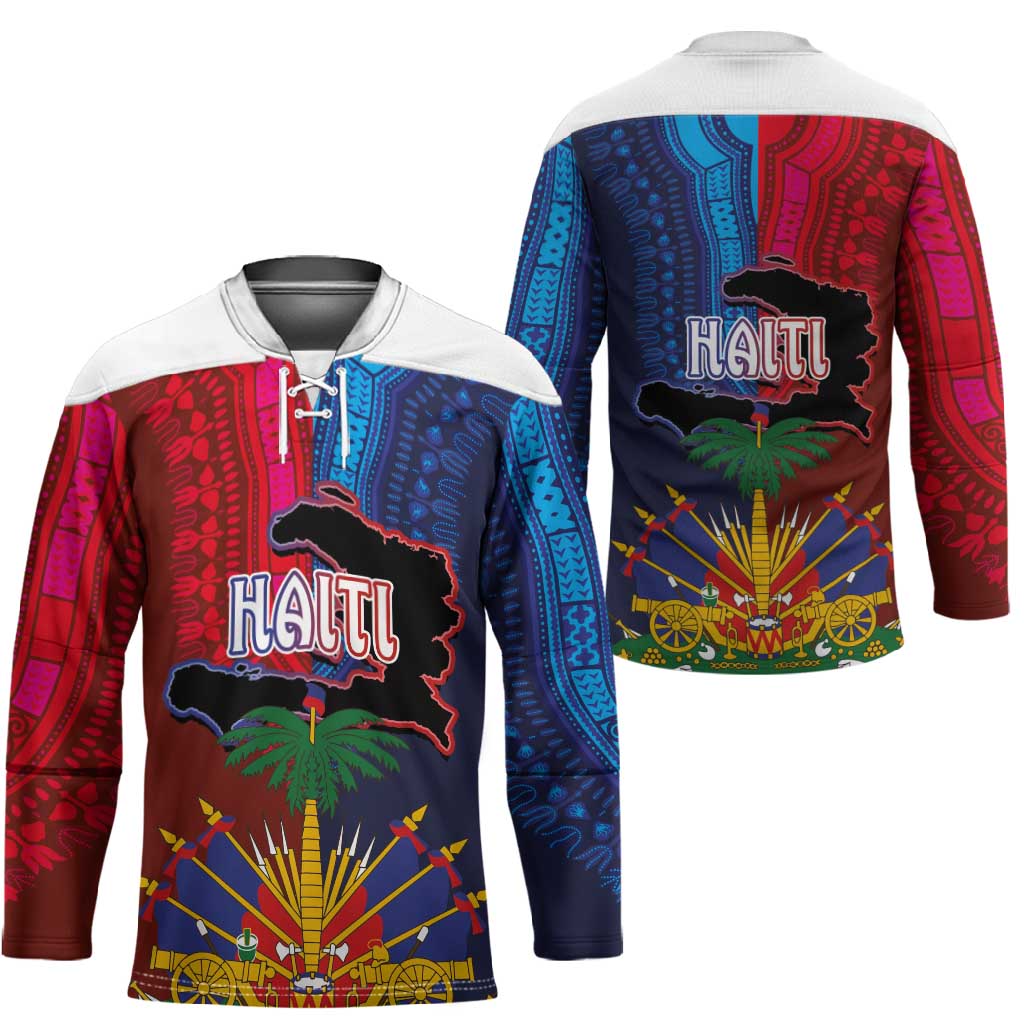 Haiti Coat Of Arms Map Dashiki Hockey Jersey Vibrant Caribbean Heritage