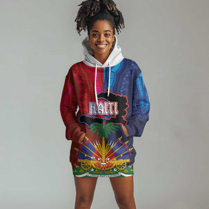 Haiti Coat Of Arms Map Dashiki Hoodie Dress Vibrant Caribbean Heritage