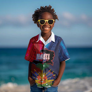 Haiti Coat Of Arms Map Dashiki Kid Hawaiian Shirt Vibrant Caribbean Heritage