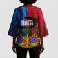 Haiti Coat Of Arms Map Dashiki Kimono Sleeve Blouse Vibrant Caribbean Heritage