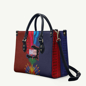 Haiti Coat Of Arms Map Dashiki Leather Bag Vibrant Caribbean Heritage