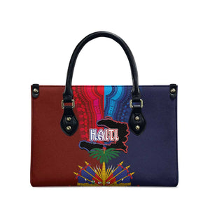 Haiti Coat Of Arms Map Dashiki Leather Bag Vibrant Caribbean Heritage