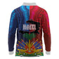 Haiti Coat Of Arms Map Dashiki Long Sleeve Polo Shirt Vibrant Caribbean Heritage