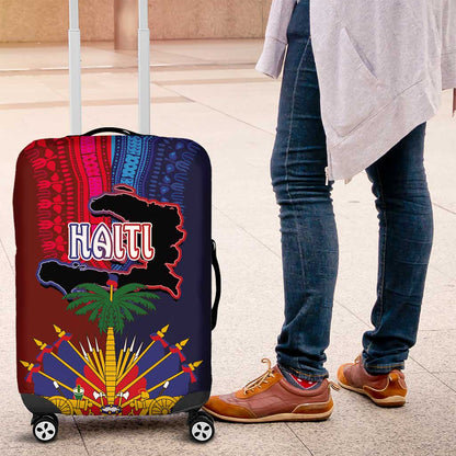 Haiti Coat Of Arms Map Dashiki Luggage Cover Vibrant Caribbean Heritage