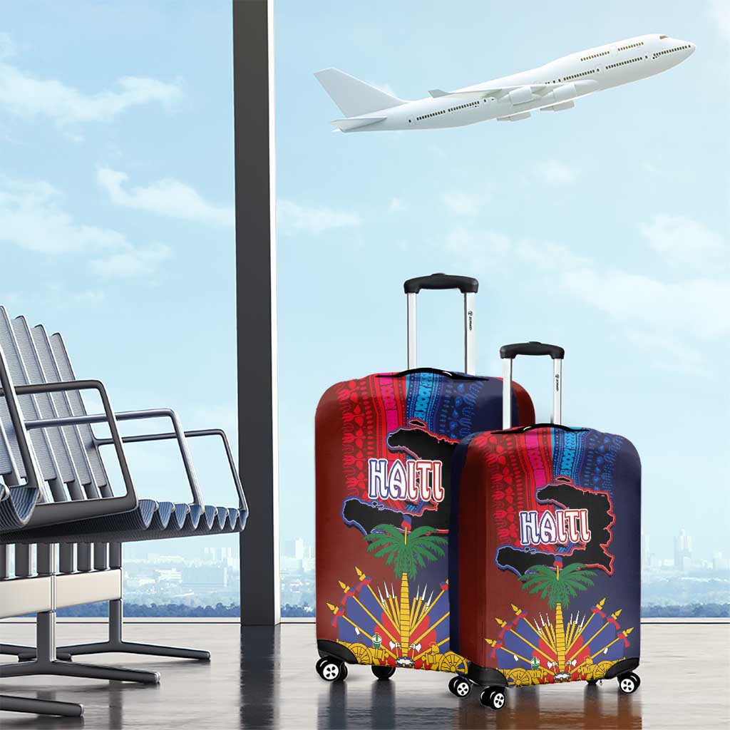 Haiti Coat Of Arms Map Dashiki Luggage Cover Vibrant Caribbean Heritage