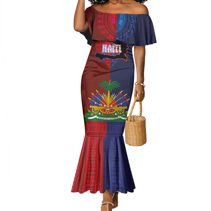 Haiti Coat Of Arms Map Dashiki Mermaid Dress Vibrant Caribbean Heritage