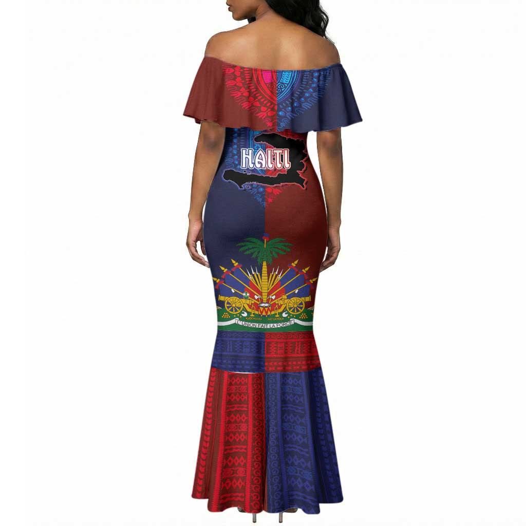Haiti Coat Of Arms Map Dashiki Mermaid Dress Vibrant Caribbean Heritage