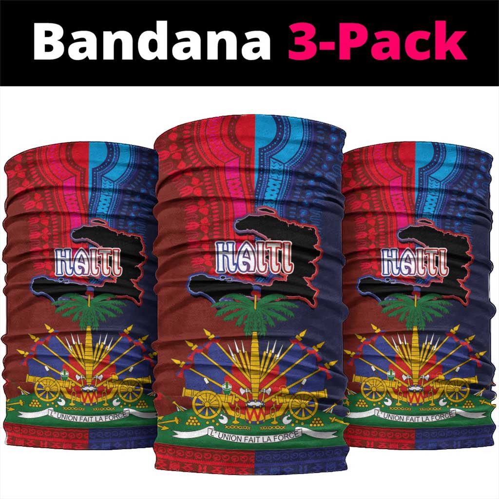 Haiti Coat Of Arms Map Dashiki Neck Gaiter Vibrant Caribbean Heritage
