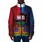 Haiti Coat Of Arms Map Dashiki Padded Jacket Vibrant Caribbean Heritage