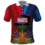 Haiti Coat Of Arms Map Dashiki Polo Shirt Vibrant Caribbean Heritage
