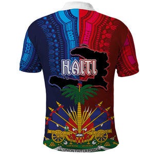 Haiti Coat Of Arms Map Dashiki Polo Shirt Vibrant Caribbean Heritage