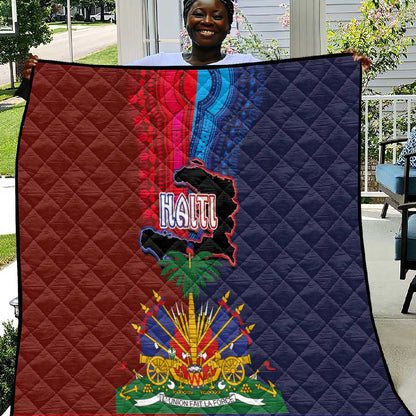 Haiti Coat Of Arms Map Dashiki Quilt Vibrant Caribbean Heritage