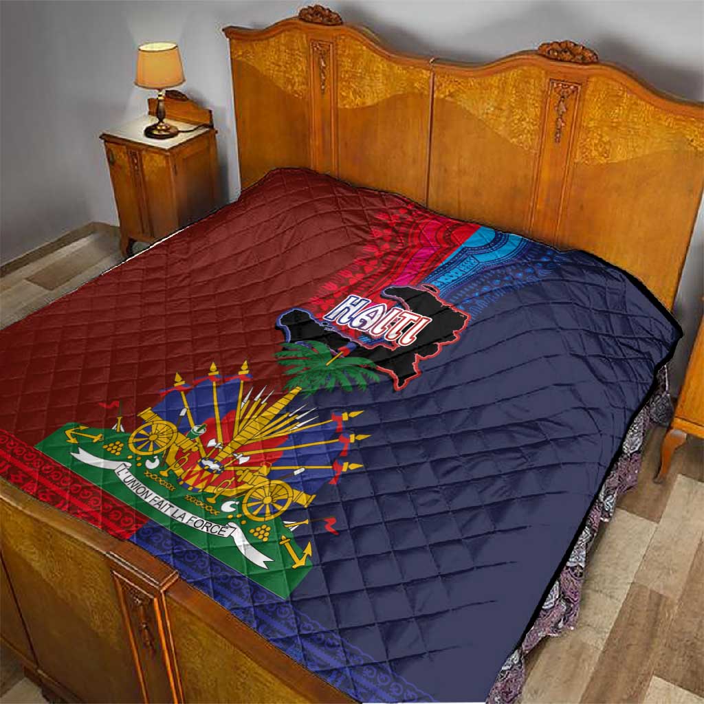 Haiti Coat Of Arms Map Dashiki Quilt Vibrant Caribbean Heritage