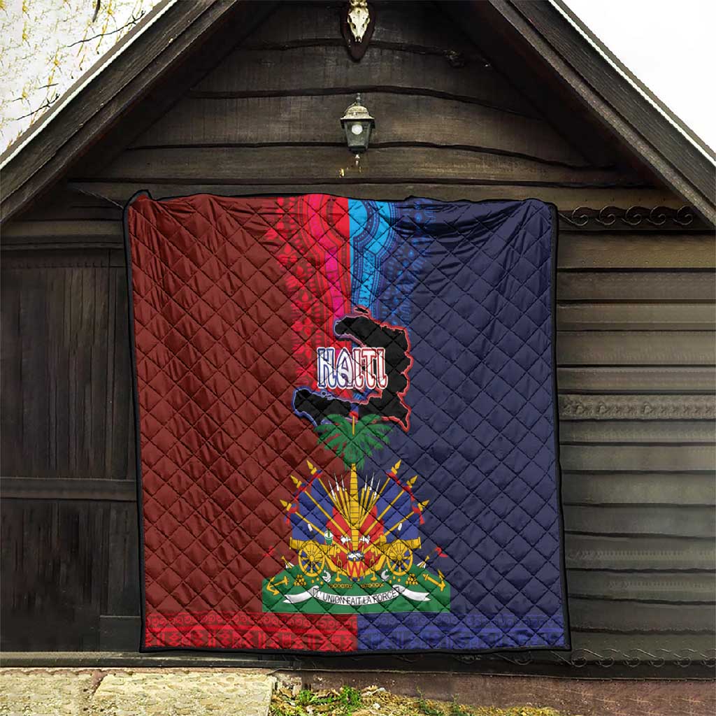 Haiti Coat Of Arms Map Dashiki Quilt Vibrant Caribbean Heritage