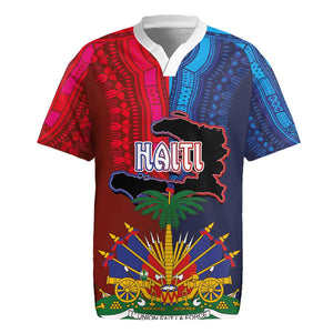 Haiti Coat Of Arms Map Dashiki Rugby Jersey Vibrant Caribbean Heritage