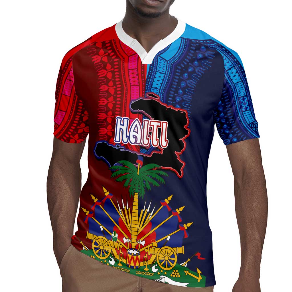 Haiti Coat Of Arms Map Dashiki Rugby Jersey Vibrant Caribbean Heritage