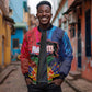 Haiti Coat Of Arms Map Dashiki Sleeve Zip Bomber Jacket Vibrant Caribbean Heritage