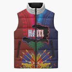 Haiti Coat Of Arms Map Dashiki Sleeveless Puffer Jacket Vibrant Caribbean Heritage